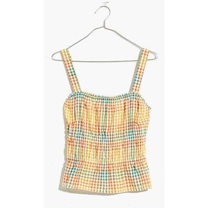 Madewell Seersucker Sophia Peplum Tank Top in Rainbow gingham check Medium NWoT